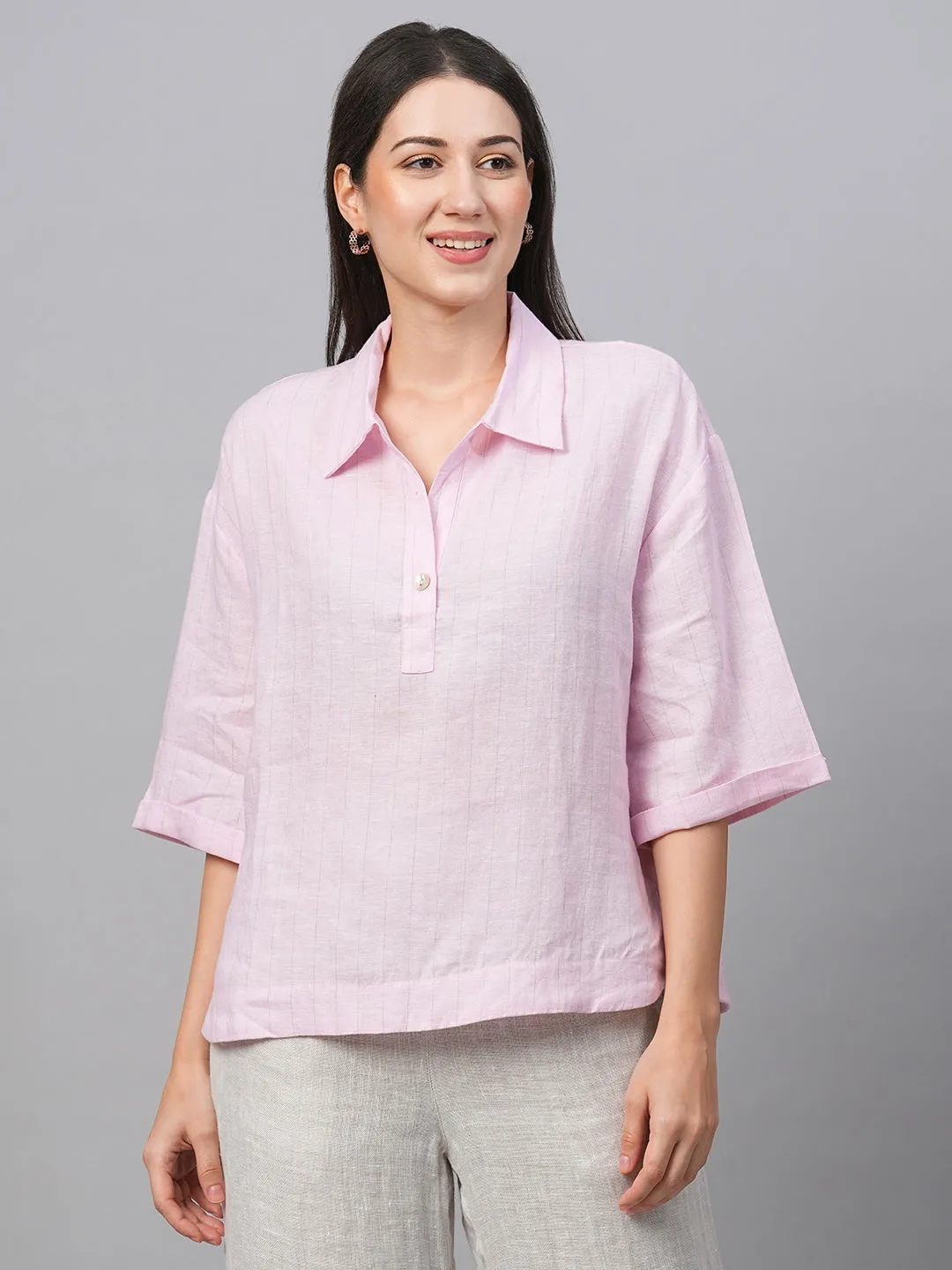 Women's Rose Linen Boxy Fit Blouse